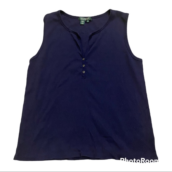 Lauren Ralph Lauren Tops - Lauren Ralph Lauren ribbed tank top with v neck and buttons
